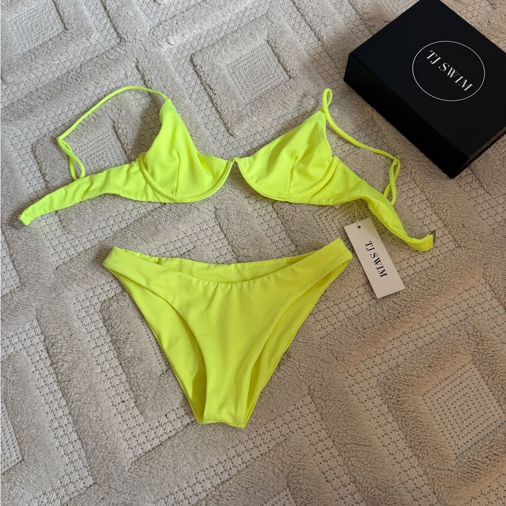 TJ Swim Bikini - Never been worn! Neon yellow, size M